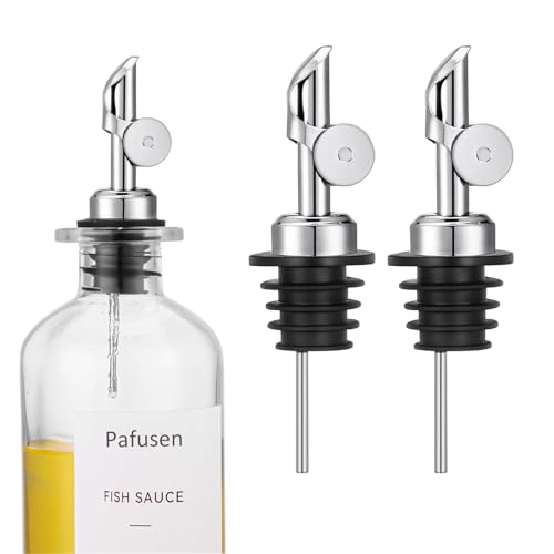 2 Pack Auto Flip Olive Oil Dispenser Spout (2 Pourers-Silvers)