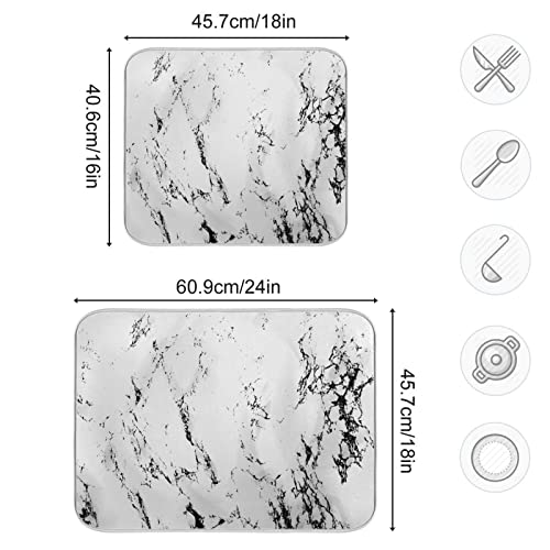 Super Absorbent Dish Drying Mat (White Marble / 16" x 18")