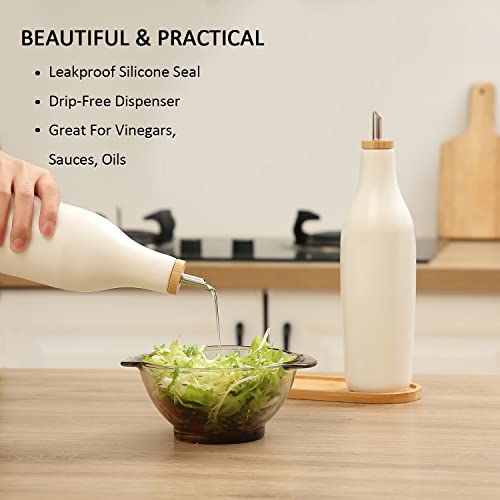 Ceramic Olive Oil Dispenser for Kitchen (White)