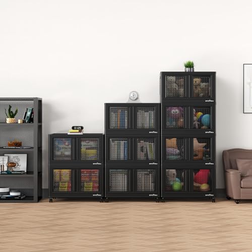 600Qt Stackable Storage Bins with Lids (Black / 150 GAL)