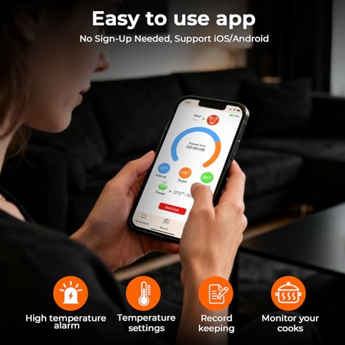 Wireless Meat Thermometer Digital Smart APP for 820 ft Range