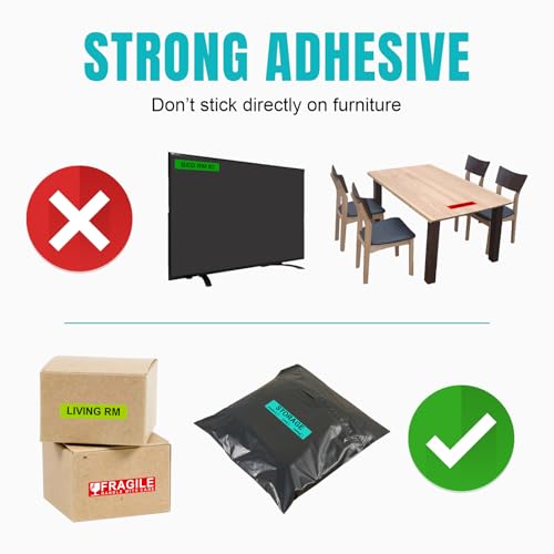 960 Count Color Coding Moving Stickers with 14 Different Living Space Labels (Mov-960 Pcs-16 Rolls)