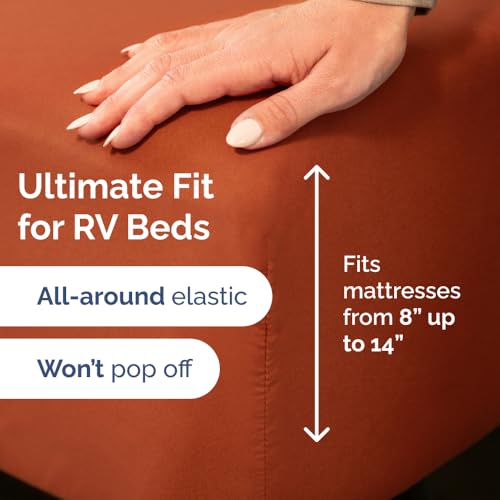 Short Queen Size 4 Piece Bed Sheet Set (26 - Terracotta / Short Queen)