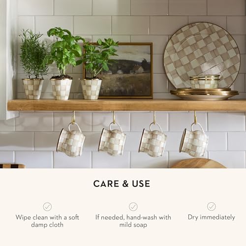 Enamel Herb Pot Set (Mocha Check)