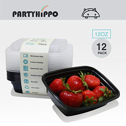 Small Meal Prep Containers Single Lids (12oz 12 Pack)