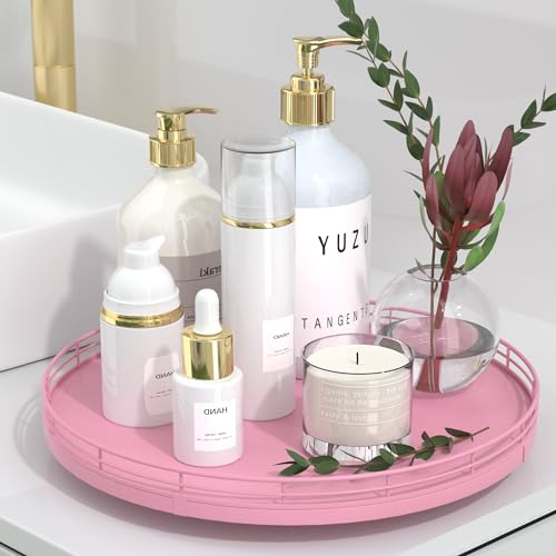 12 Inch Oak Lazy Susan Vanity Tray (Pink / 12)