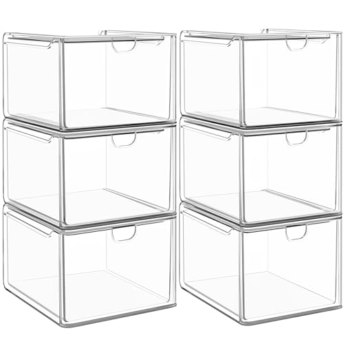 6 Pack Stackable Acrylic Storage Drawers (6 Small)