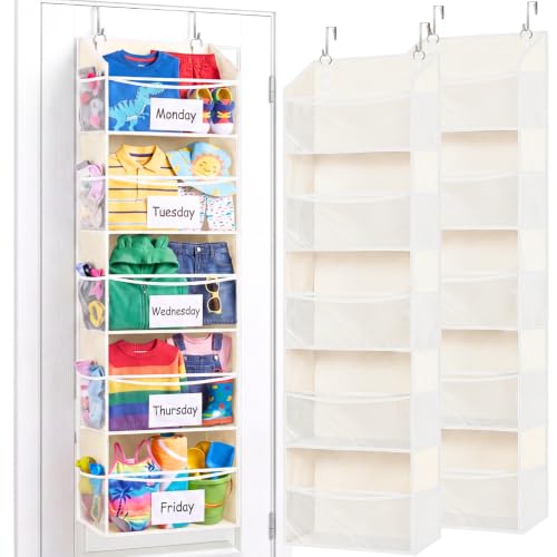 5Tiers Over Door Organizer (ClearBeige - 5 Tiers - 2 Pack)