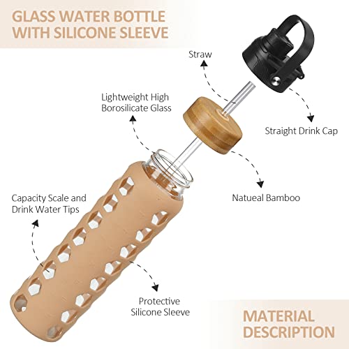 Glass Water Bottle (Amber / 32 Ounces)