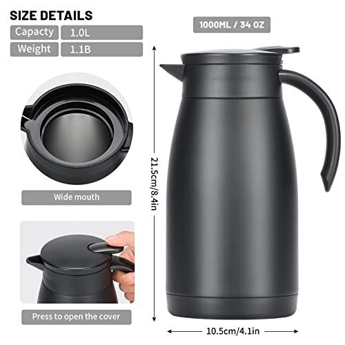 34oz Insulated Coffee Carafe with Handle (Black / 34 Ounces)
