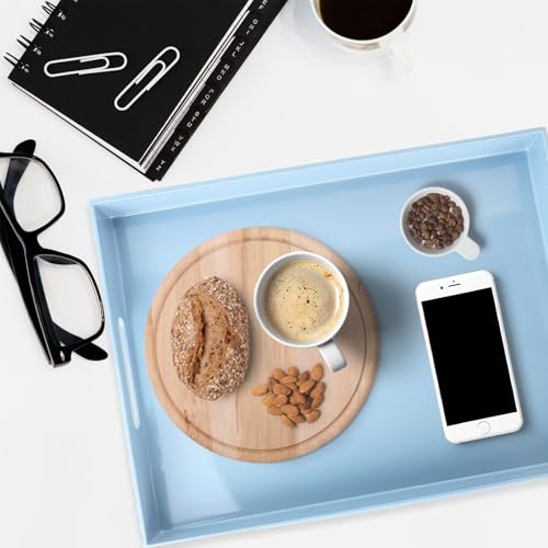 Blue Plastic Serving Tray with Handles for Coffee Table (Multi B)