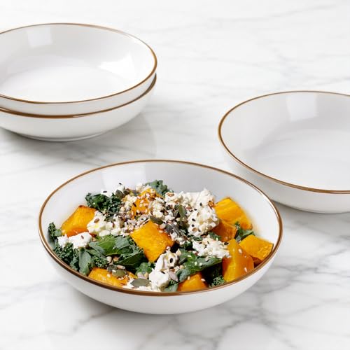 8.5’’ Ceramic Pasta Bowls Set of 4 (Set of 4 / Pearl White)