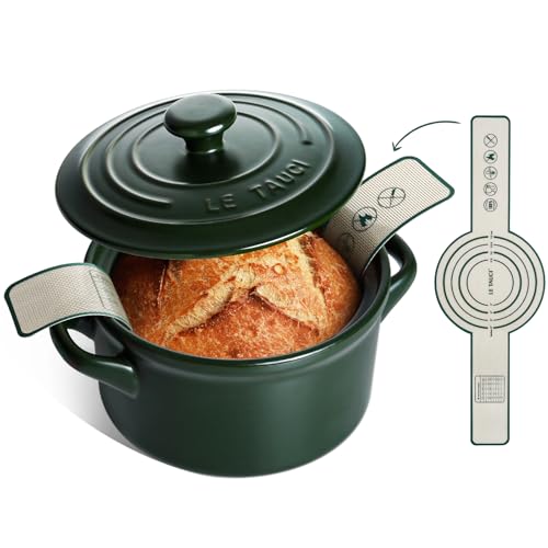 3 QT Ceramic Bread Baker with Lid for Sourdough (Forest Green)
