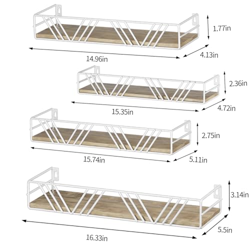 Floating Shelves for Wall Set of 4 (White)