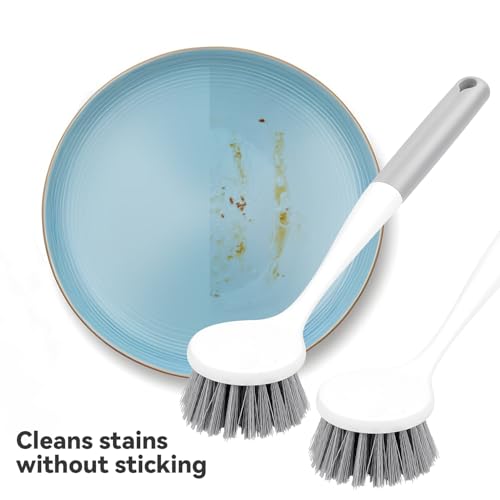 2 Pack Kitchen Scrub Brushes for Cleaning Dish Brush with Handle for Pans (Pp Plastic)
