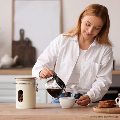Coffee Canister with Window (Cream / 22 oz)