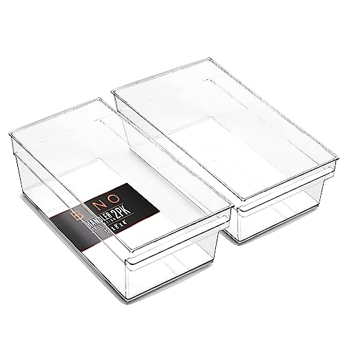 Plastic Storage Bins (2PK SHALLOW - LARGE - 12 x 8 x 4)