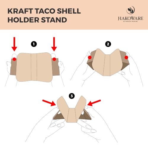 Disposable Kraft Paper Taco Holder Stand Food Tray Plates for Tacos & Pita