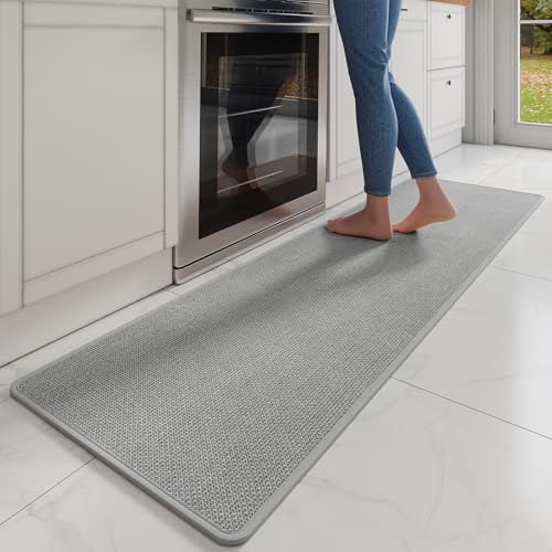 Long Kitchen Runner Rugs Kitchen Mat Non Slip Washable Gray 17"x71" (8.333 Sq Ft)
