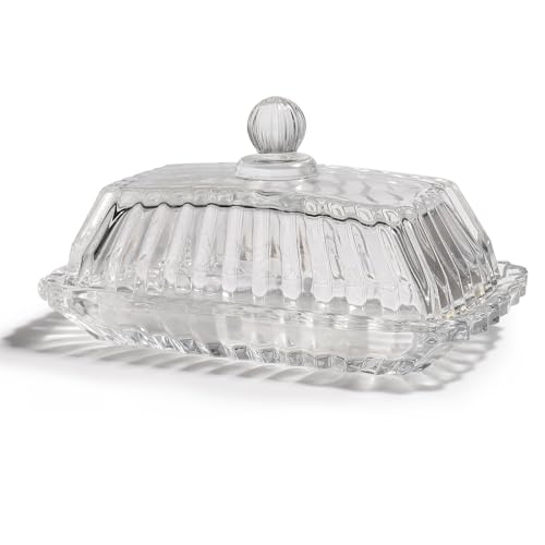 Clear Glass Butter Dish with Lid