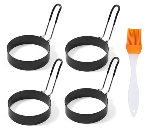 3.5" Egg Rings Set of 4 with Silicone Handle
