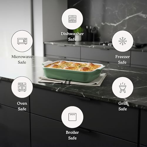 Stoneware Casserole Dish Bakeware Set of 3 (Modern Grey)