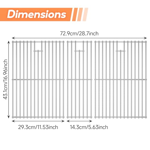 16.96'' x 28.7'' Stainless Steel Cooking Grates for Nexgrill (16.96''D x 28.7''W)