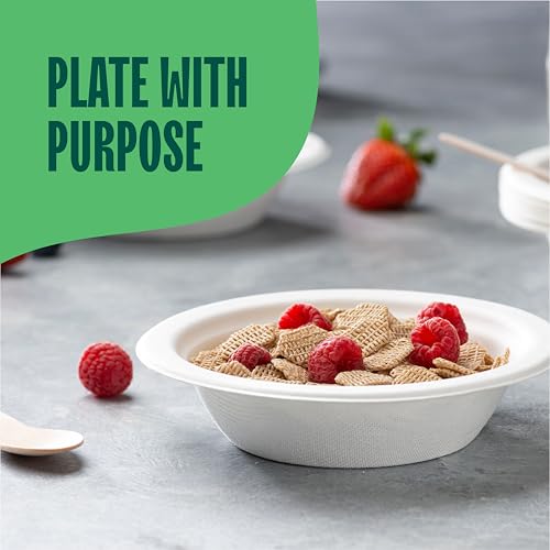 100% Compostable Paper Bowls 12 oz. [1000 Count] Heavy (7 inch Bowl (12 oz) -- 1000 Pack)