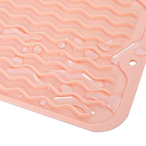 Silicone Dish Drying Mat for Multiple Usage (Pink / 17"L x 6"W)