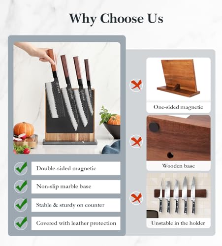 Double sided Magnetic Knife Holder without Knives (Acacia Wood Knife Holder)