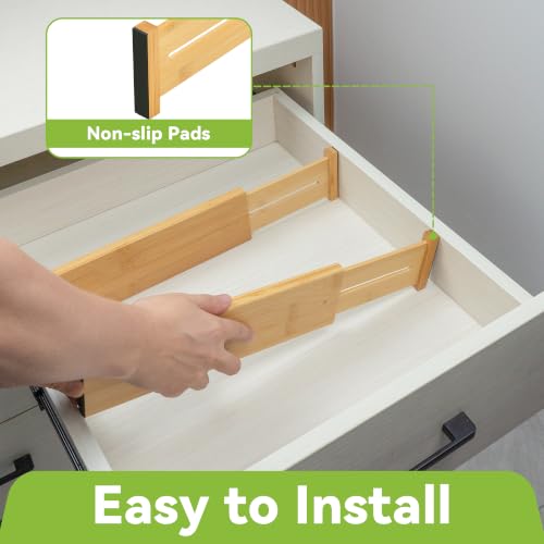 Bamboo Dresser Drawer Dividers (Natural / 3.2"H, Small)