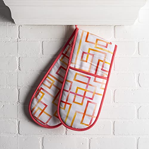 Double Oven Mitts 100% Cotton Double Oven Glove (073 - Summer Maze / 7" x 35" (Double Oven Mitt))
