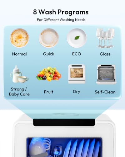 8 Program Countertop Dishwasher with 5L Tank