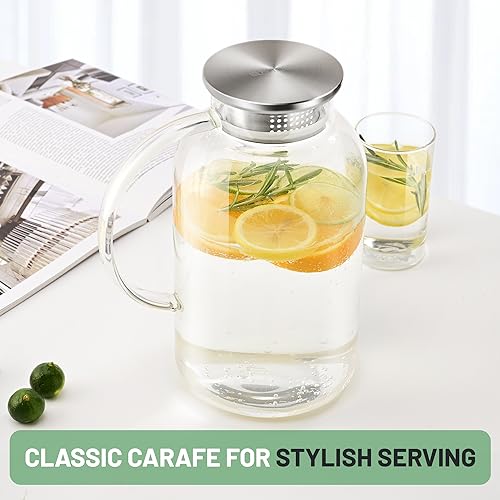 2.2 Liter 75oz Glass Pitcher with Lid (75 Ounces / Clear)