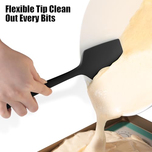 600°F Heat Resistant Silicone Spatula Scrapers (Set of 3 / Black)