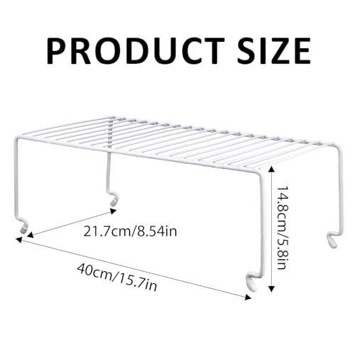 6-Pack Large (15.7x8.54inch) Multi-Level Organizer Rack, Kitchen Shelves for Spice Organization for Cabinet, Pantry Organizers and Storage, Wire Extra Shelf, Desk Organizer, Stackable, White (6 Count)