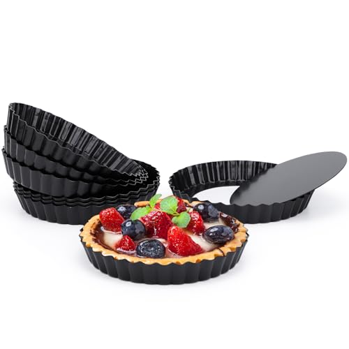 6 Inch Tart Pan (Black-Round-8 pack / 6 Inch)