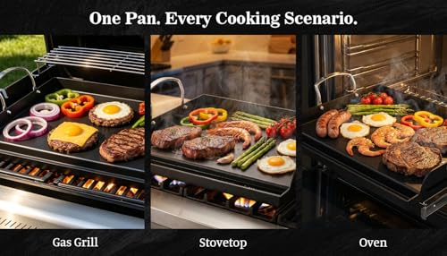 17" x 13" Cast Iron Grill Griddle Kit (17.1" x 13.1" x 2.5")