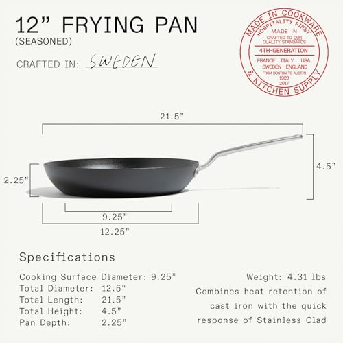 Cookware Seasoned 12" Carbon Steel Frying Pan (12" Seasoned Carbon Steel Pan)