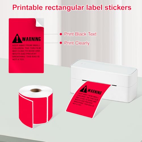 3 X 5 Inch Printable Waterproof Rectangle Color Coding Labels (Red)