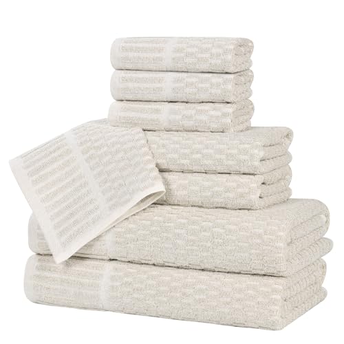 Juno Viscose Cotton Blend Medium Weight Towels (8 Piece Towel Set / Beige)