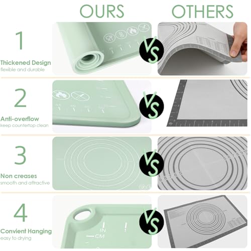 Silicone Pastry Mat (Light Green / 23.6"L x 15.7"W)