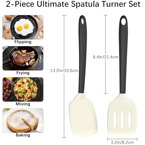 2 Pack Silicone Spatula Set (BeigeBlack)