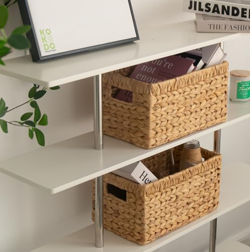 KOKODO Wicker Storage Basket Set of 2 (Natural / Medium Set 2 12.5"Lx7.5"W)