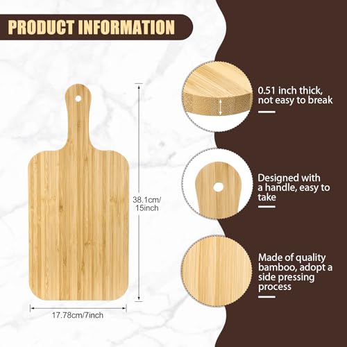 6 Pcs Bamboo Cutting Boards Bulk Thicken for Chopping Serving (15 x 7 inches)