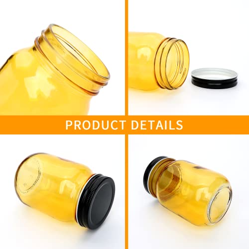 16oz Glass Jars 15 Pack With Lids (16oz - Colorful Lid)