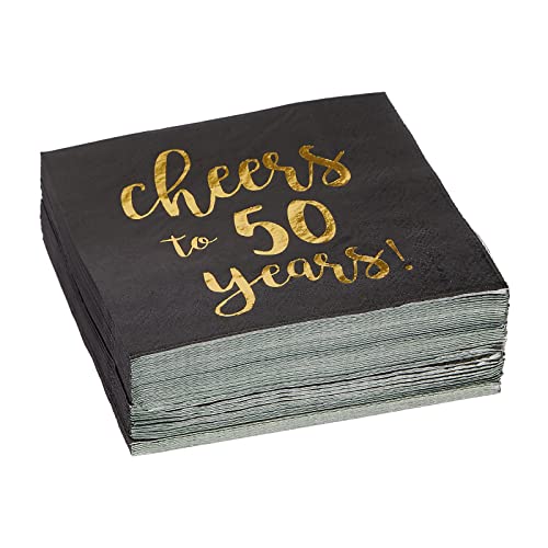 50 Pack Cheers to 50 Years Printed Cocktail Napkins for 50th Birthday and Anniversary (50 Pack)