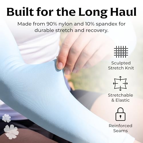 Women’s Cooling Arm Sleeves (1 Pair: Pastel Blue / One Size)