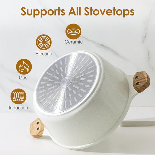 Ceramic Nonstick Stock Pot with Lid (7 Quarts / White)