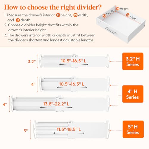 14 Pack 4" High Drawer Divider (4"H, 10.5-16.5"L)